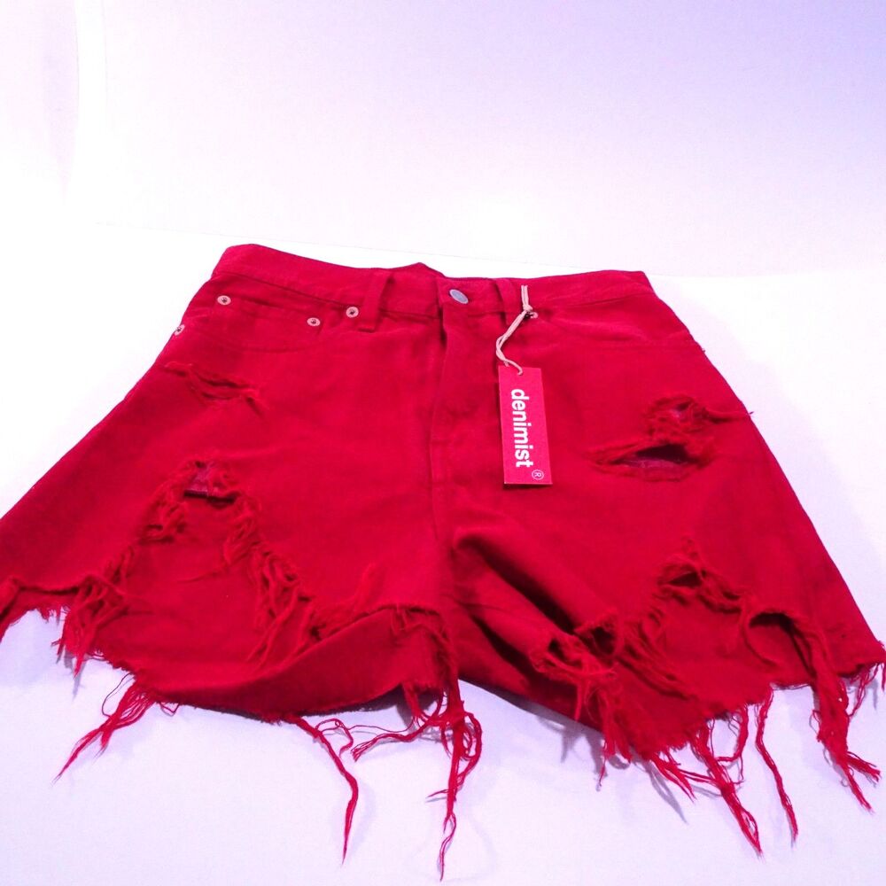 Denimist Women's NIC High Rise Cut OFF Shorts RED Sz 26 NWT 148 - Picture 3 of 5